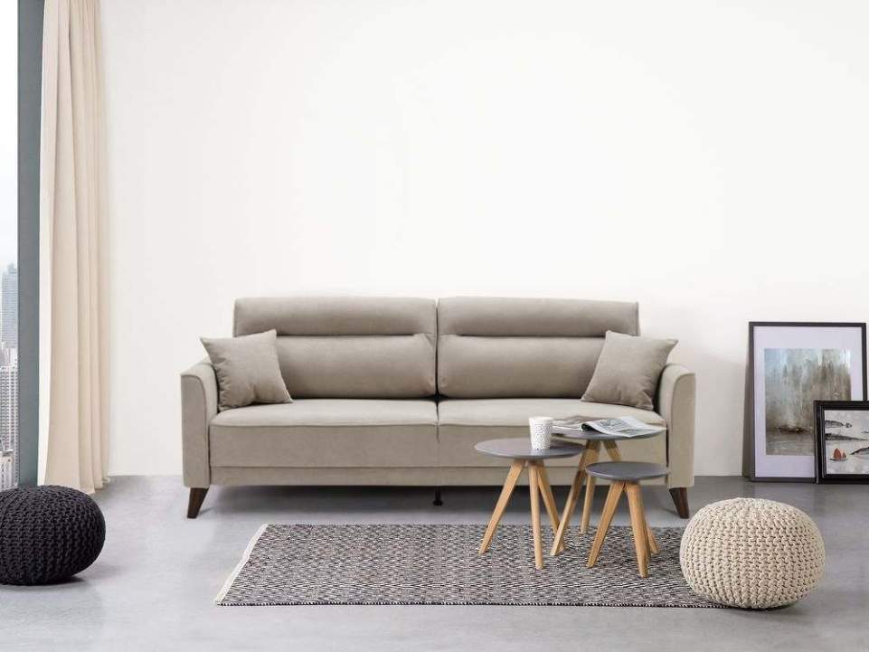 Прямой диван Авилла Светло-коричневая рогожка