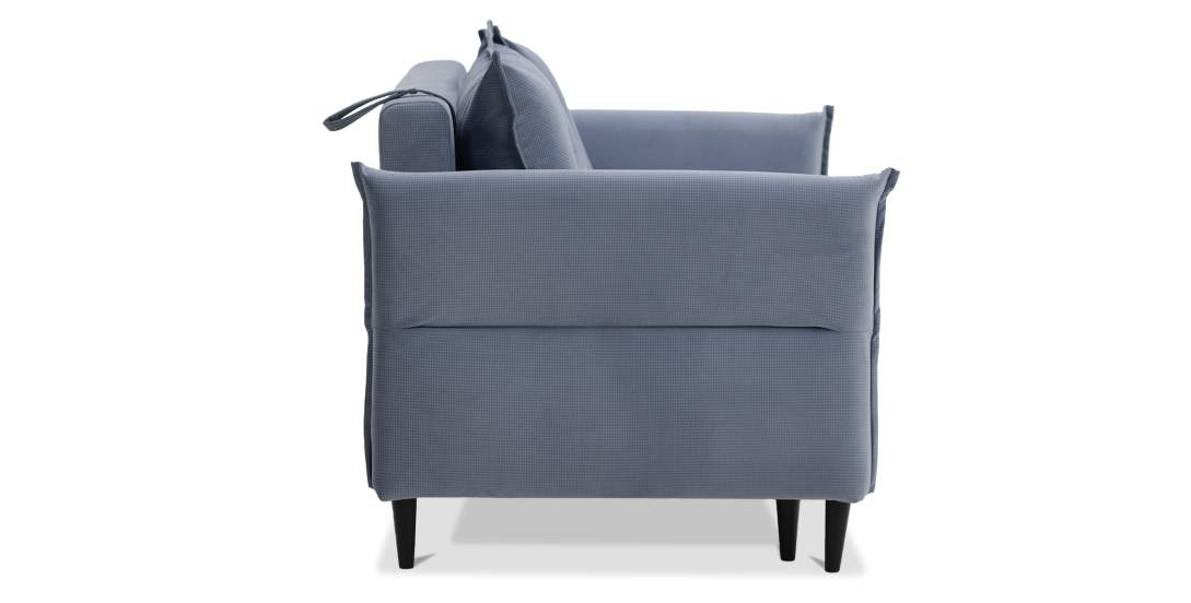 Прямой мини диван Лома 120 серо-синий велюр 