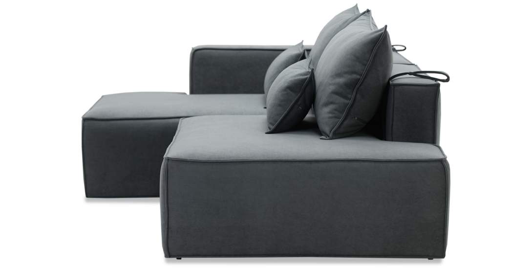 Угловой диван правый Рейф Графитовый велюр