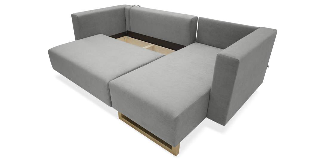 Угловой диван Каперс Дымчатый серый велюр