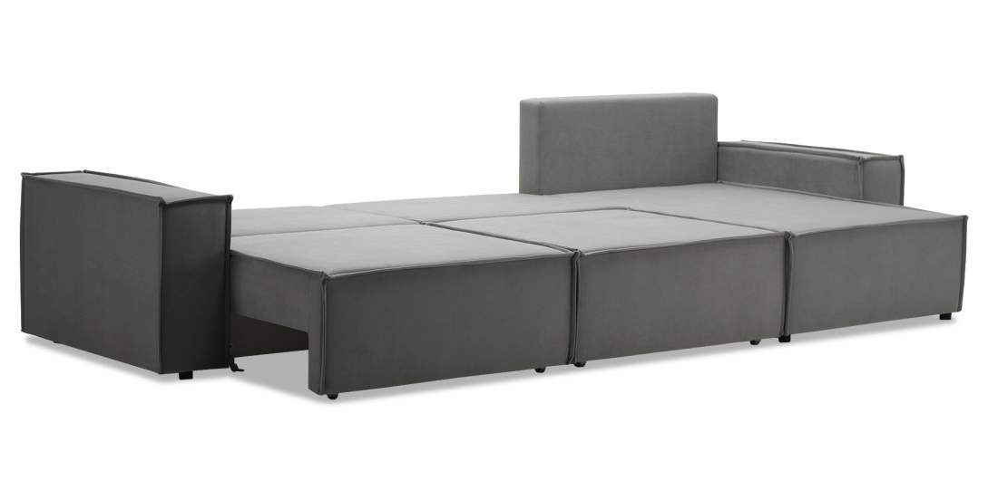 Угловой диван Фабио Max серо-бежевый велюр