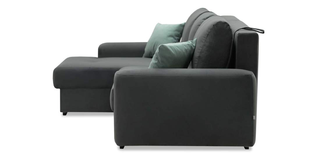 Угловой диван правый Коста Графитовый велюр 