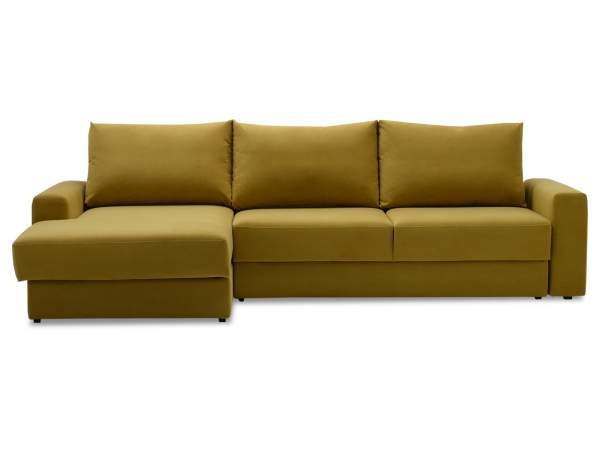 Угловой диван левый Вегас горчичный велюр