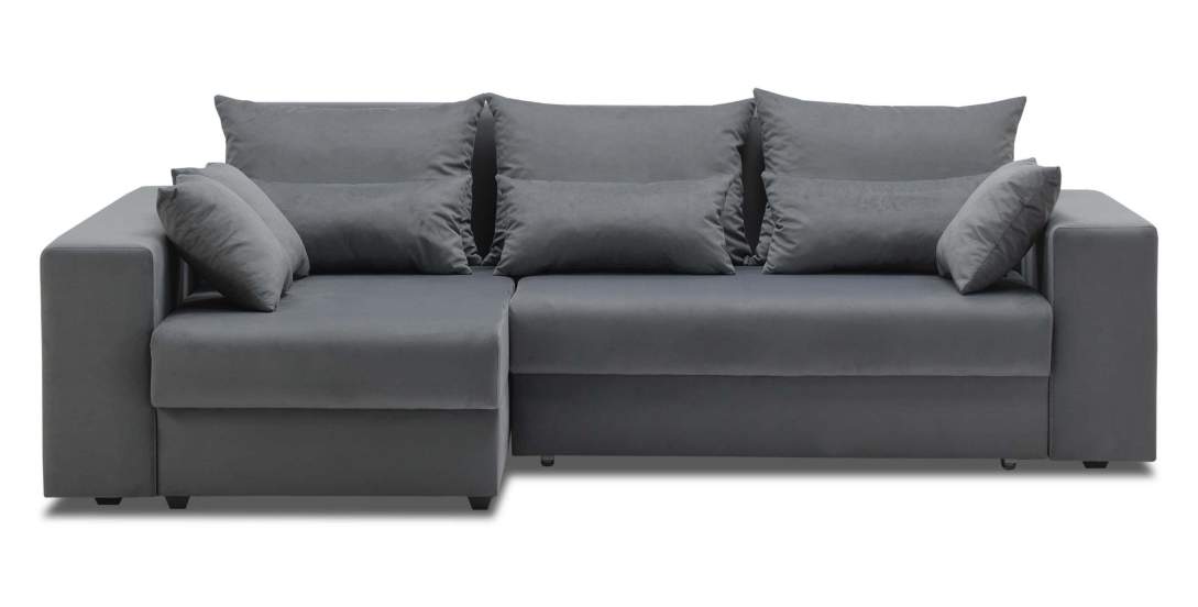 Угловой диван левый Майами Графитовый велюр