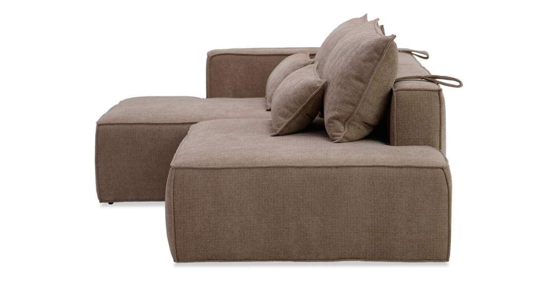 Угловой диван левый Рейф песочный шенилл