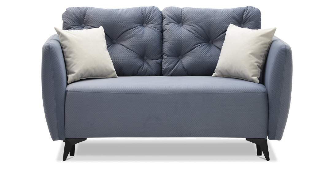 Прямой мини диван Тиволи 120 Серо-синий велюр 