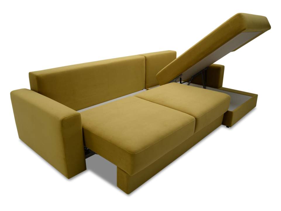 Угловой диван правый Вегас горчичный велюр