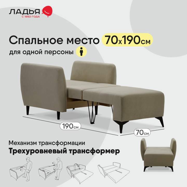 Раскладное кресло Тиволи айвори велюр 