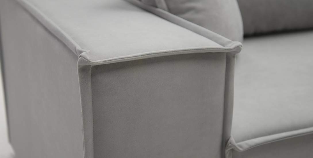 Угловой диван Фабио Дымчатый серый велюр