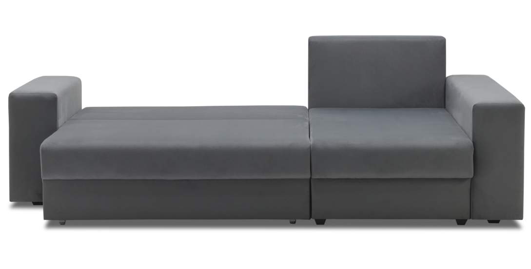 Угловой диван правый Майами светло-серый велюр 