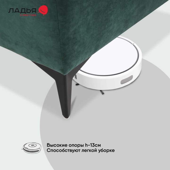 Угловая кушетка Тиволи 190 Изумрудный велюр