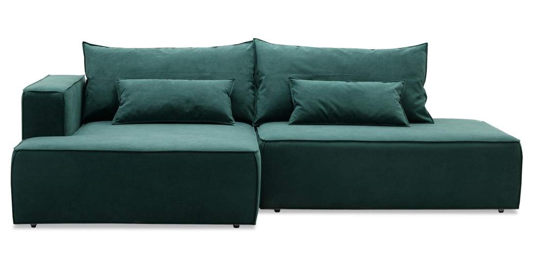 Угловой диван левый Рейф Изумрудный велюр