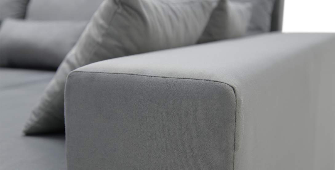 Угловой диван правый Майами светло-серый велюр 