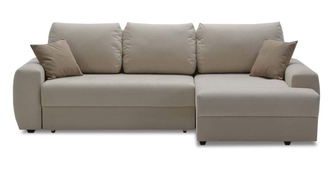 Угловой диван правый Коста Айвори велюр