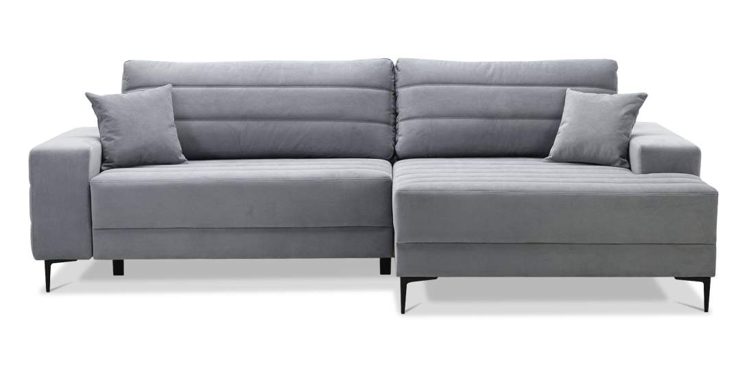 Угловой диван правый Белес Светло-серый велюр 