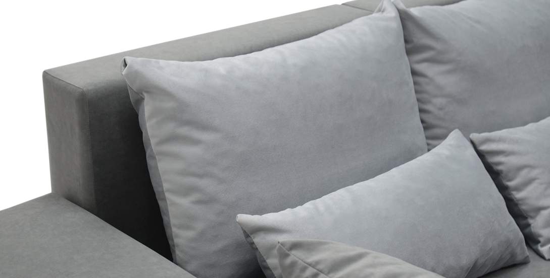 Угловой диван левый Майами Серый велюр 