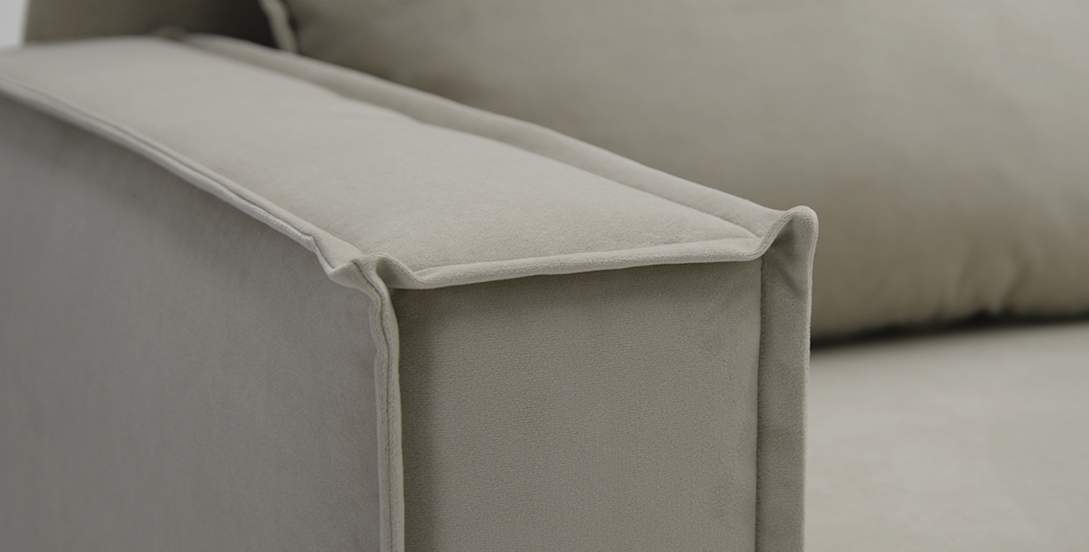 Прямой мини диван Бохо Айвори велюр 