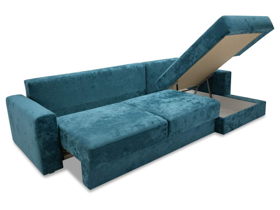 Угловой диван правый Вегас синий велюр Уцененный