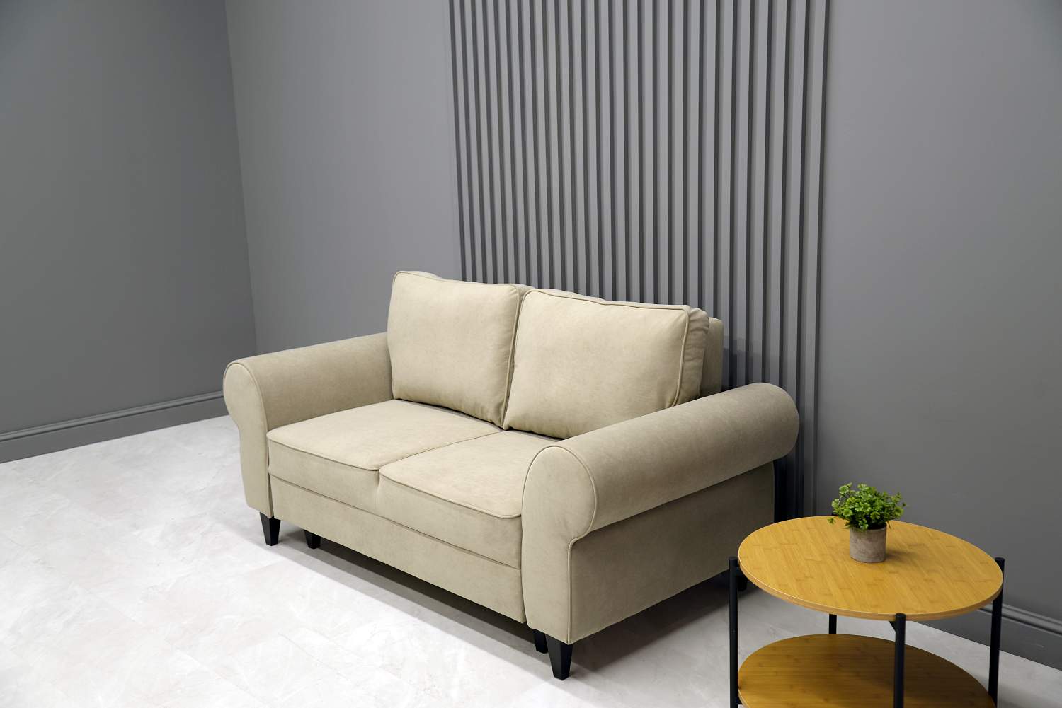 Прямой мини диван Гизела 120 песочный велюр