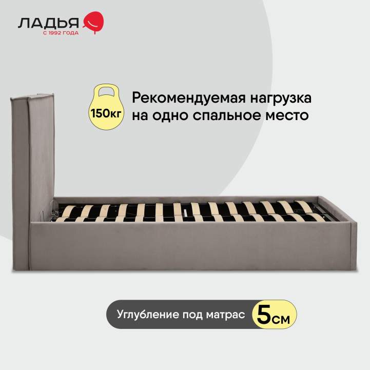 Двуспальная кровать Лутон 140 бежевый велюр