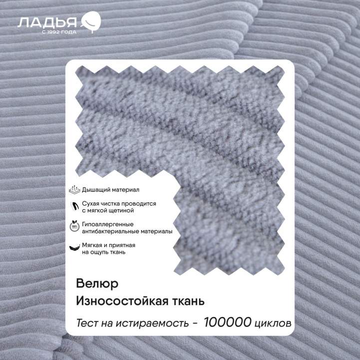 Прямой диван Рица Стальной велюр 