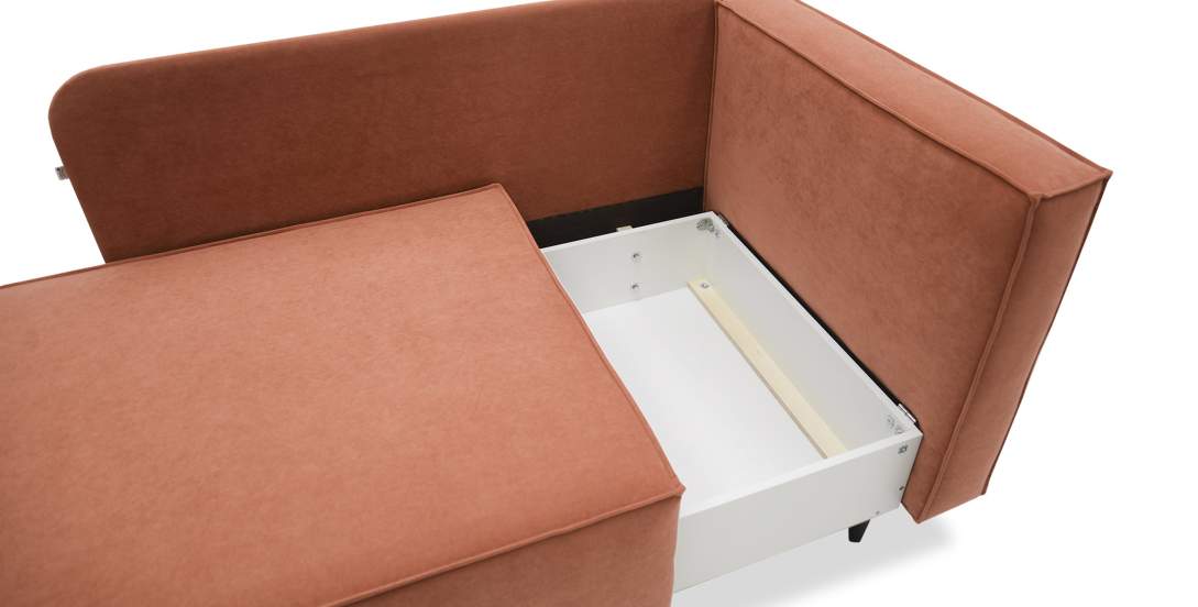 Угловая кушетка левая Элфи пыльно-терракотовый велюр