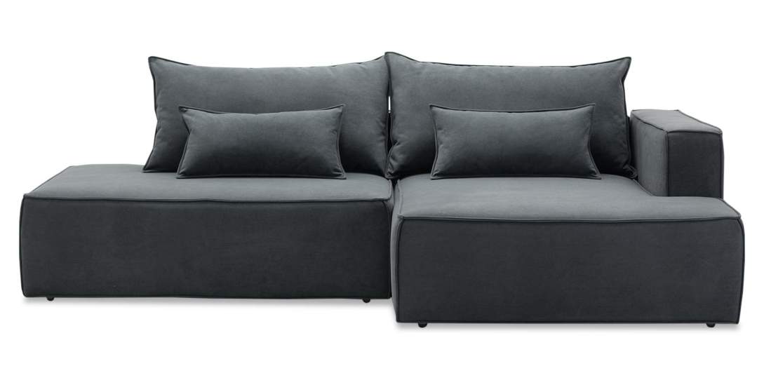 Угловой диван правый Рейф Графитовый велюр