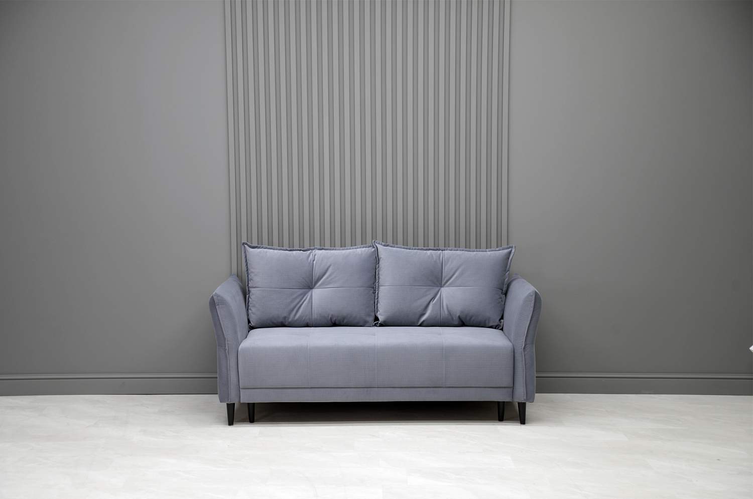 Прямой мини диван Лома 140 серо-синий велюр