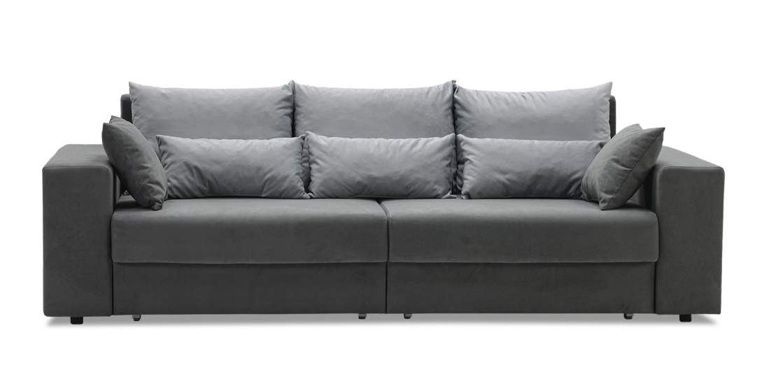 Прямой диван Майами Серый велюр 