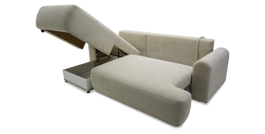 Угловой диван левый Кьянти Cветло-бежевый велюр