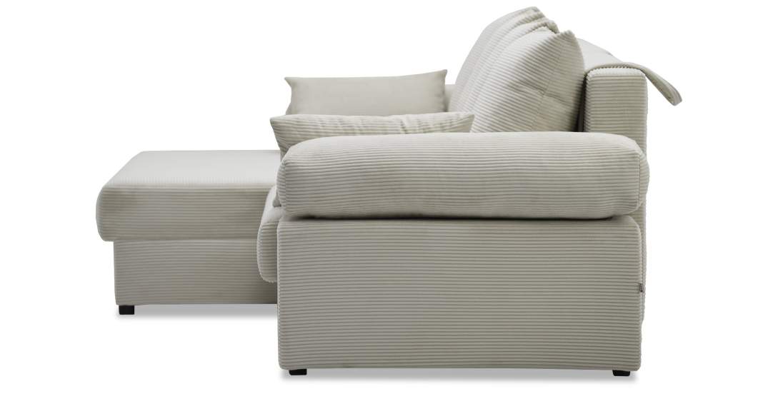 Угловой диван правый Тайлин Молочный кремовый велюр 