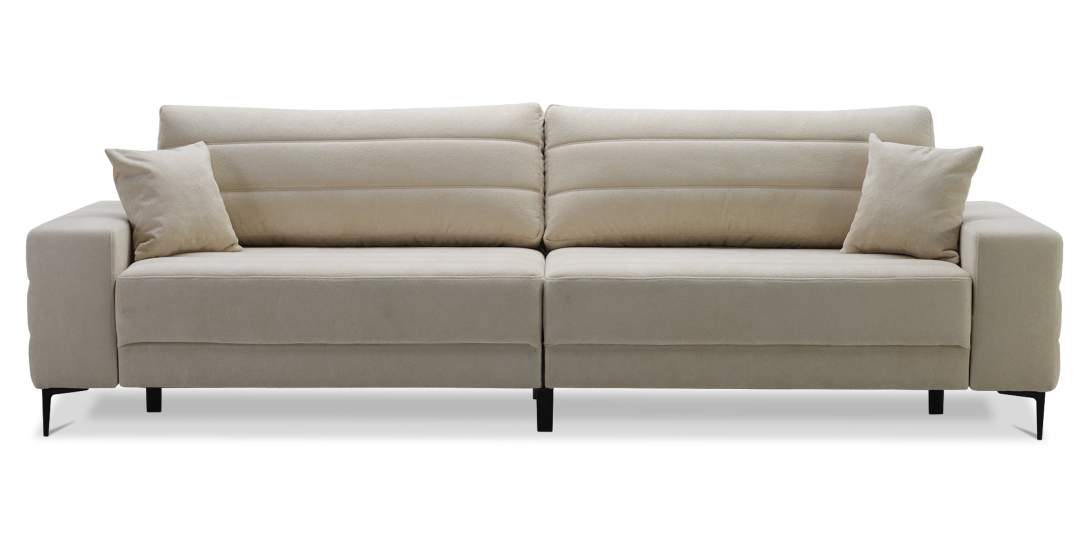 Прямой диван Белес Молочно-кремовый велюр