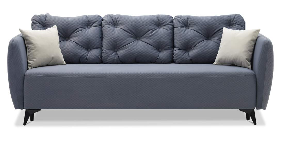 Прямой диван Тиволи Серо-синий велюр
