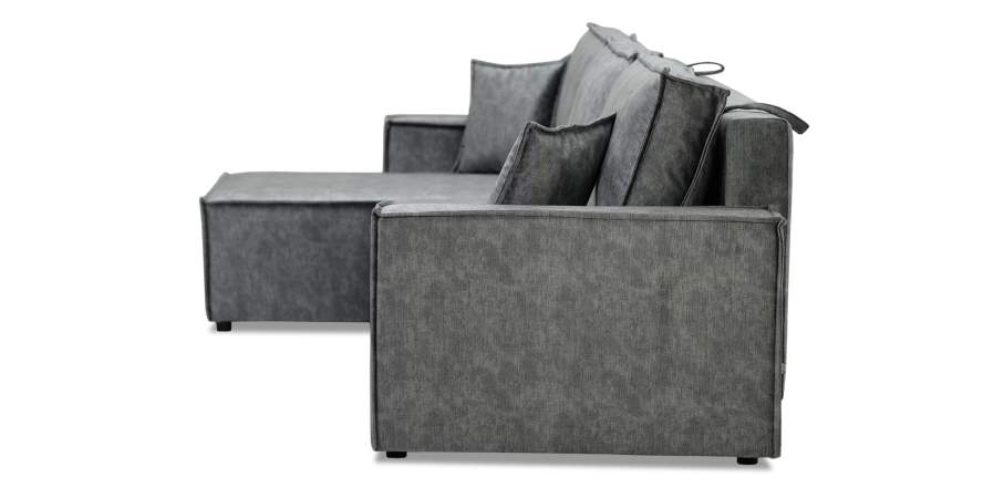 Угловой диван Фабио Max темно-серый велюр