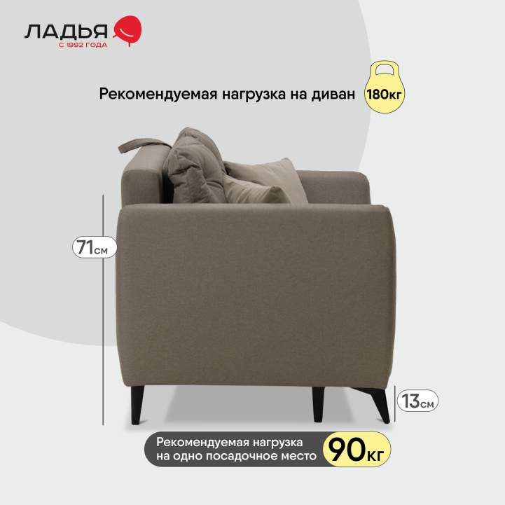 Прямой мини диван Тиволи 120 коричневая рогожка