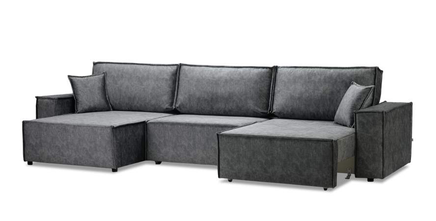 Угловой диван Фабио Max темно-серый велюр