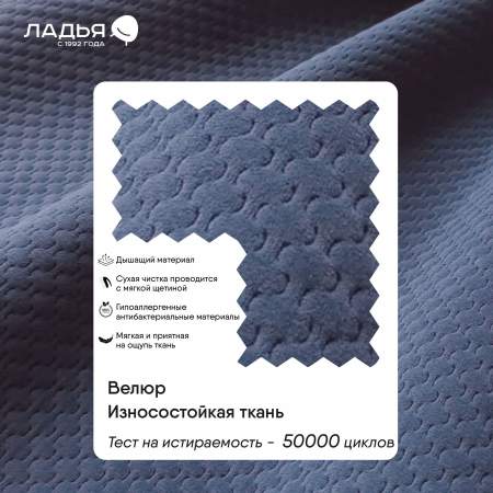 Прямой диван Тиволи серо-синий велюр Sota Merengo, Furla 020