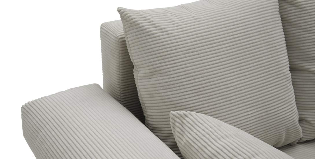 Угловой диван правый Тайлин Молочный кремовый велюр 