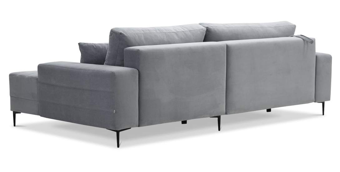 Угловой диван левый Белес Светло-серый велюр 