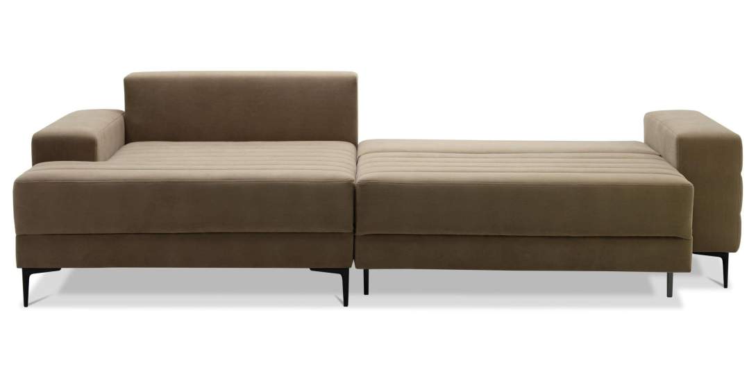 Угловой диван левый Белес Светло-коричневый велюр