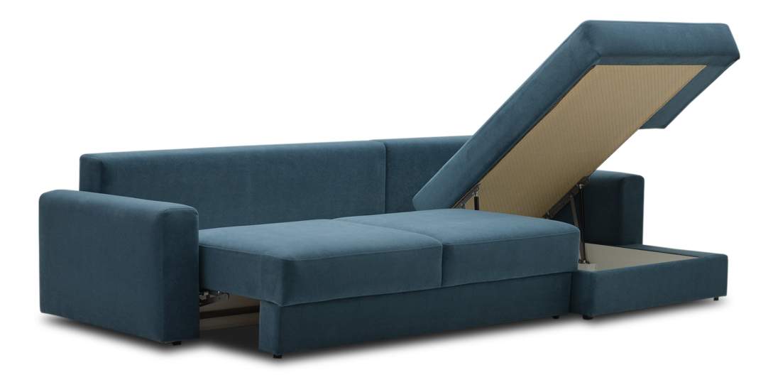 Угловой диван правый Вегас Индиго велюр