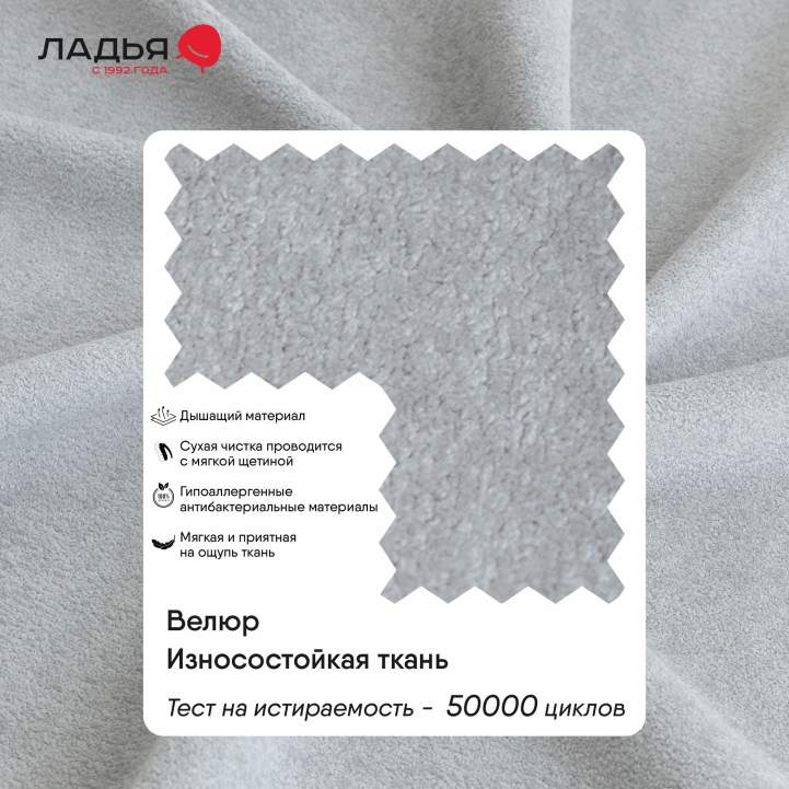 Прямой диван Тайлин Дымчатый серый велюр