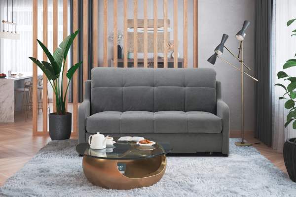 Прямой диван Стронг 140 серый велюр Уцененный