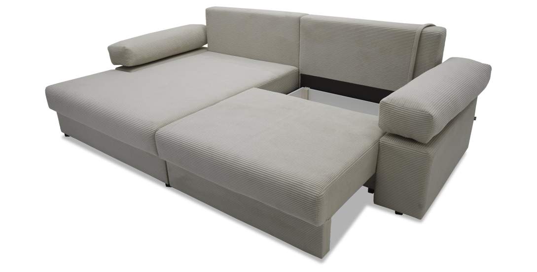 Угловой диван левый Тайлин Молочный кремовый велюр