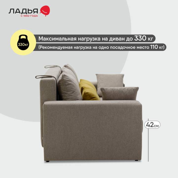 Прямой диван Майами Бежевый шенилл