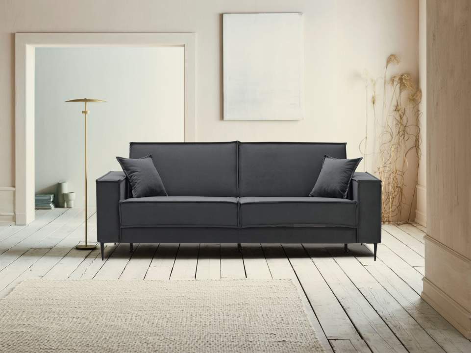 Прямой диван Авиньон Серый велюр