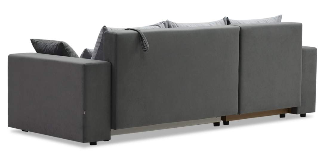 Угловой диван левый Майами Серый велюр 