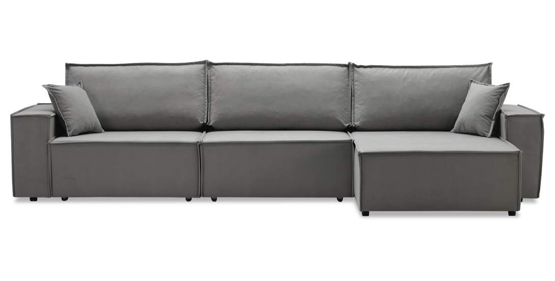 Угловой диван Фабио Max серо-бежевый велюр