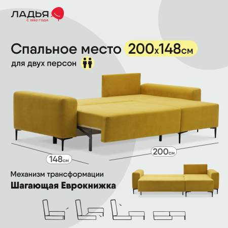 Угловой диван Вебер Горчичный велюр Уцененный