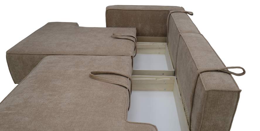 Угловой диван левый Рейф песочный шенилл